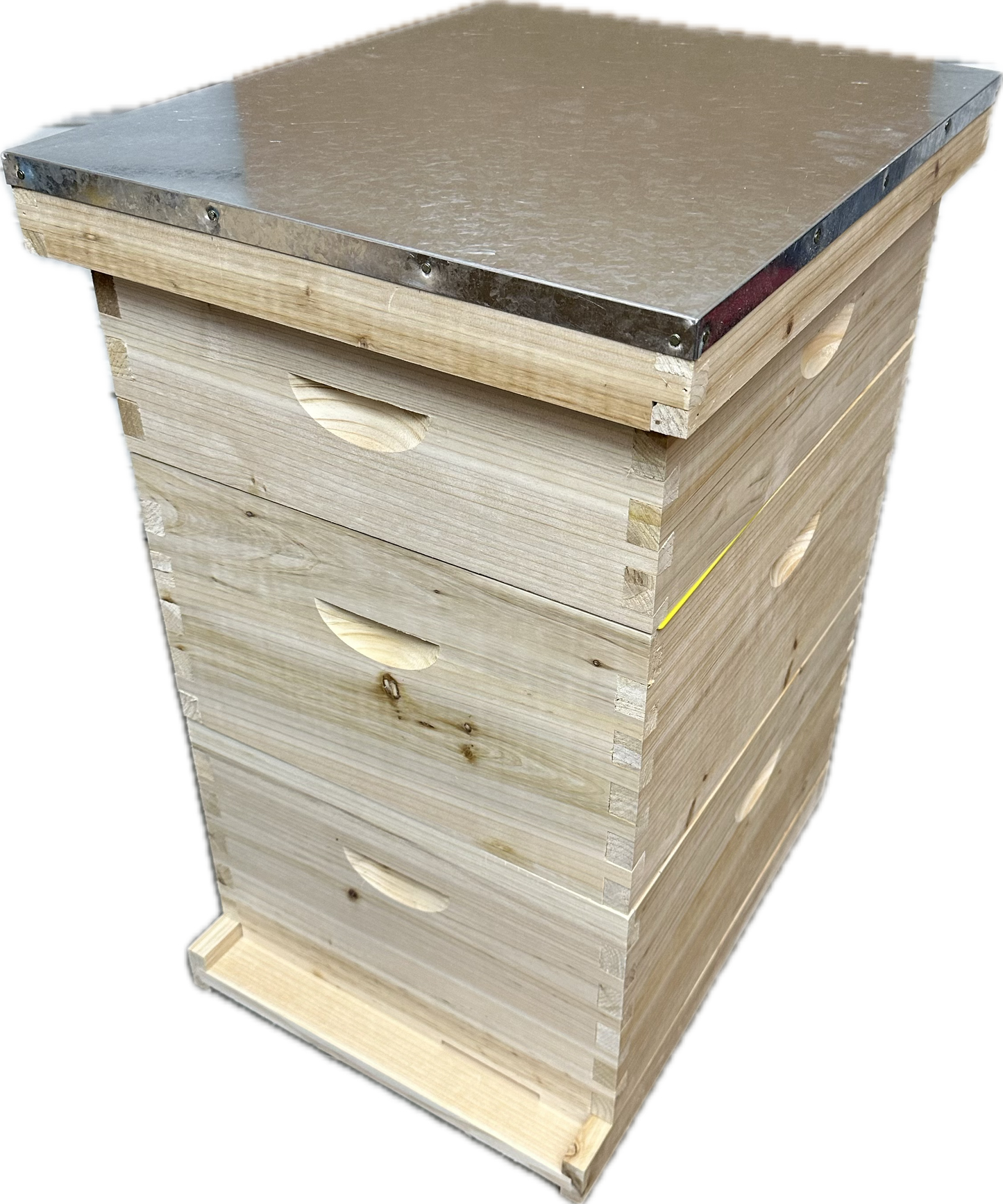 3-Box UNWAXED Fir Wood Beehive Kit — 2 Deep + 1 Medium, 30 Frames Included