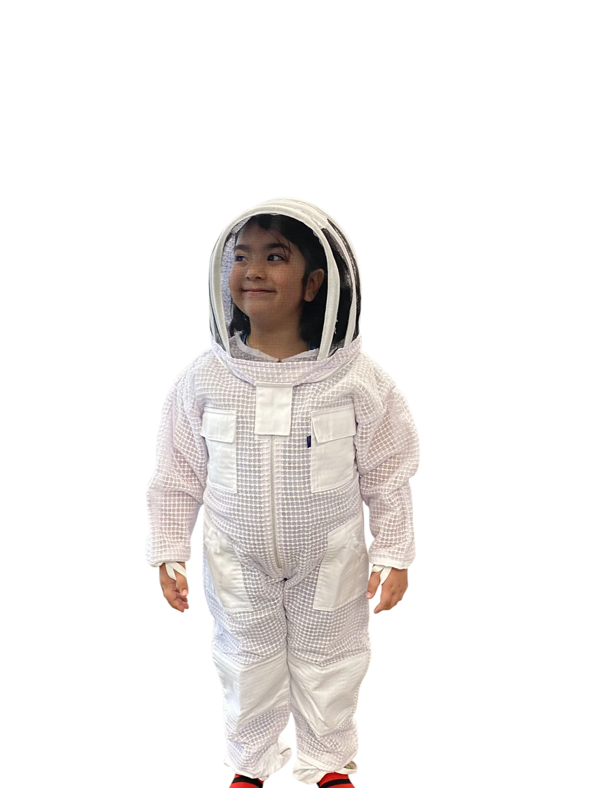 Kids 3 Layer Ultra Ventilated Bee Beekeeping Suit Astronaut Veil w/ Goat Skin Gloves - Fits 4'6" and Under