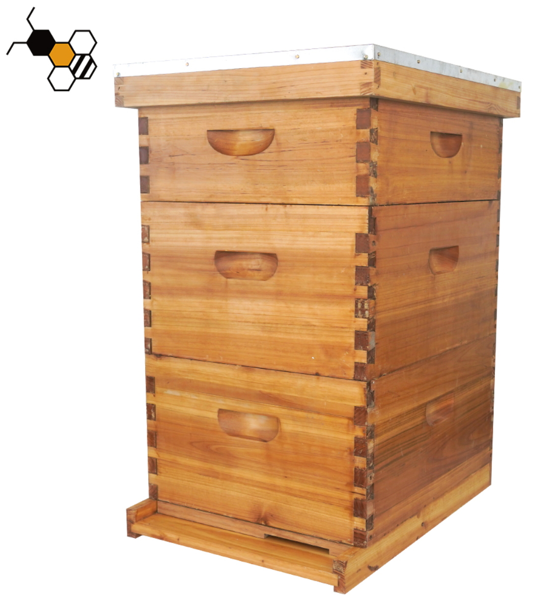3-Box WAXED Fir Wood Beehive Kit — 2 Deep + 1 Medium, 30 Frames Included