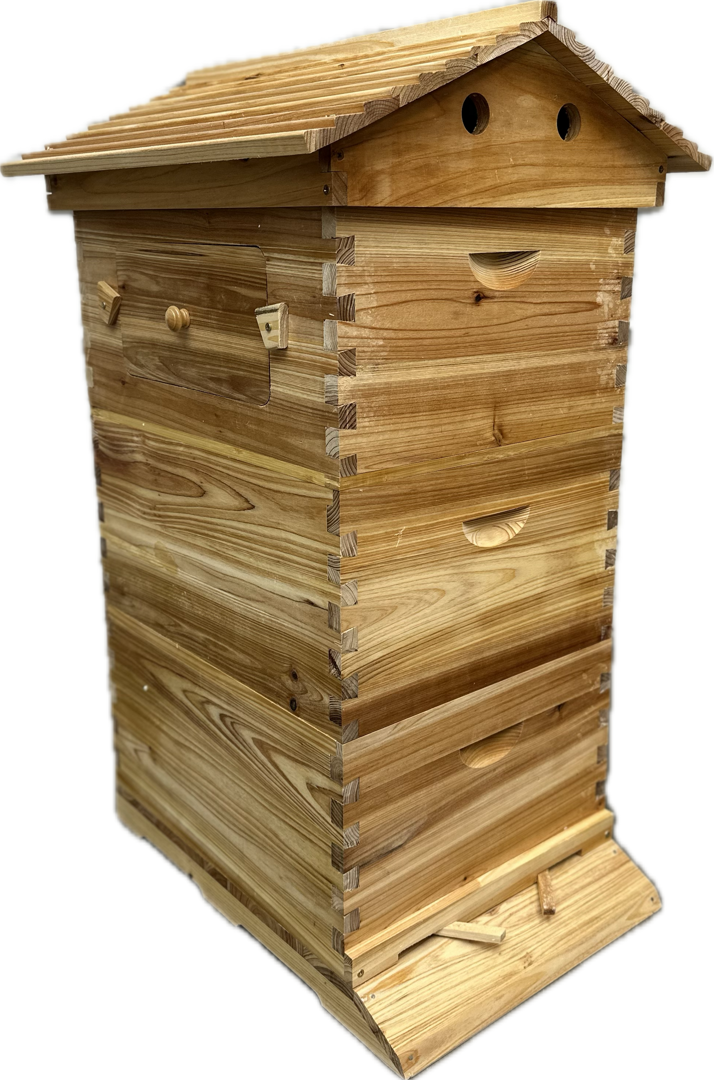 3-Box Beehive Full Kit - Auto-Flow Honey Super + 2 Brood Boxes (Waxed)