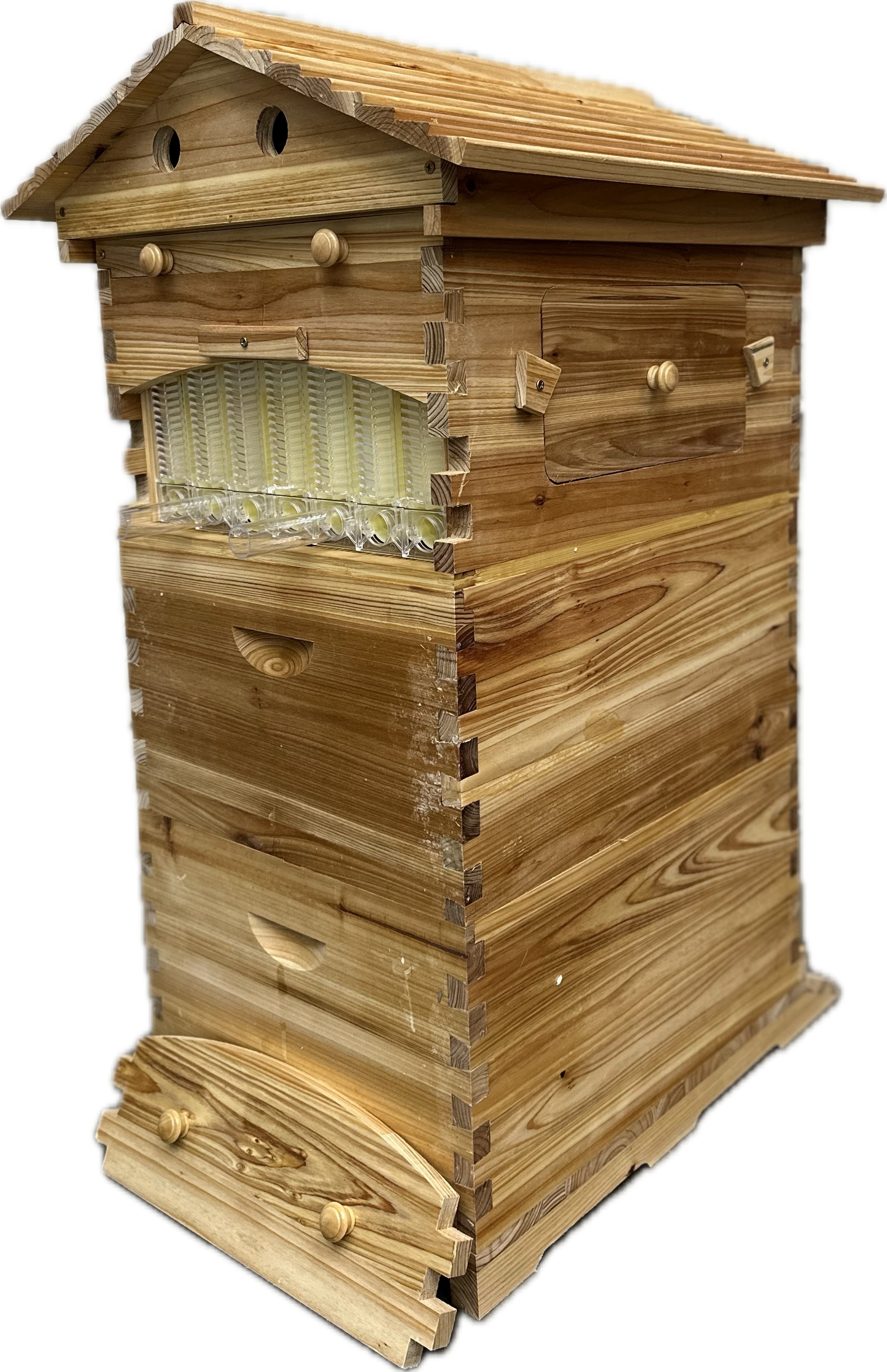 3-Box Beehive Full Kit - Auto-Flow Honey Super + 2 Brood Boxes (Waxed)