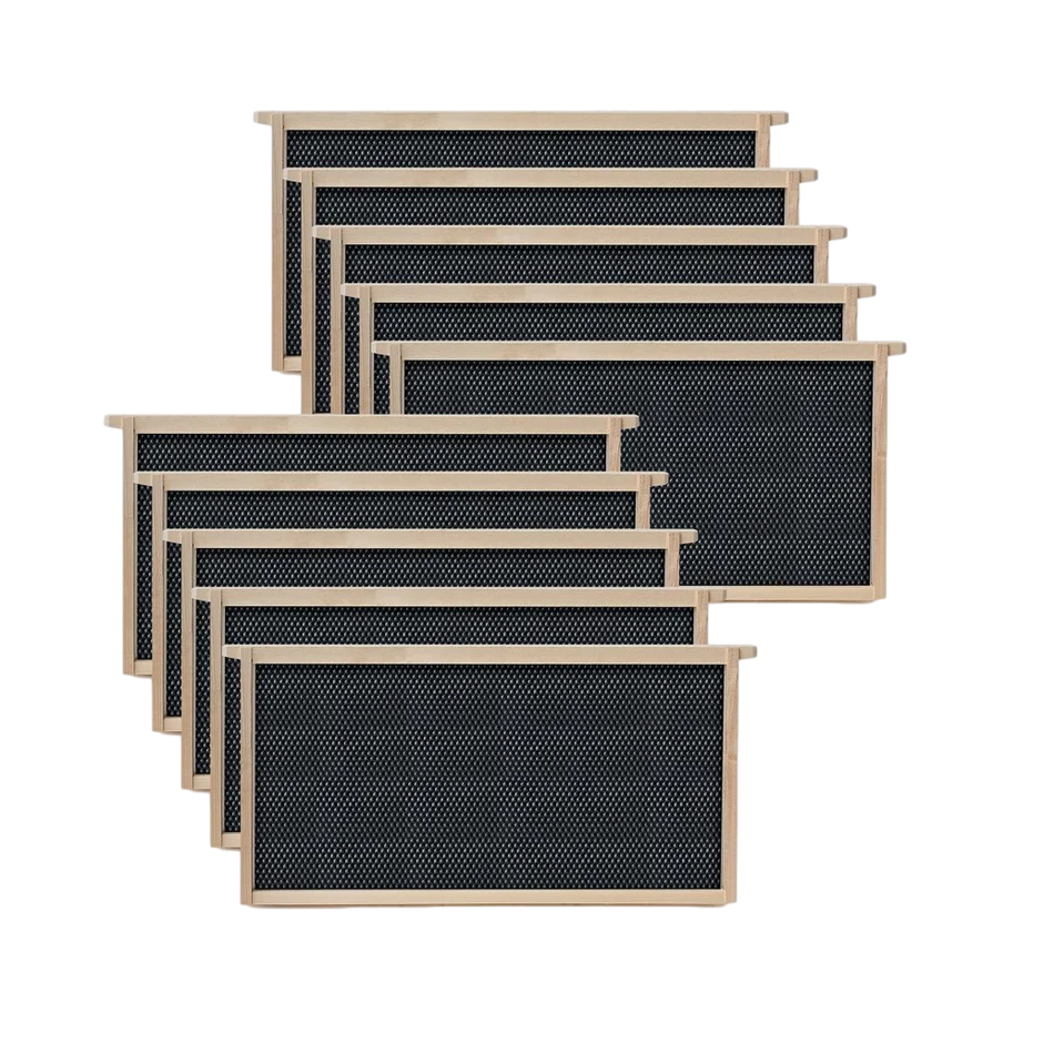 10-Pack Deep Langstroth Wooden Frames w/ Beeswax-Coated Foundation