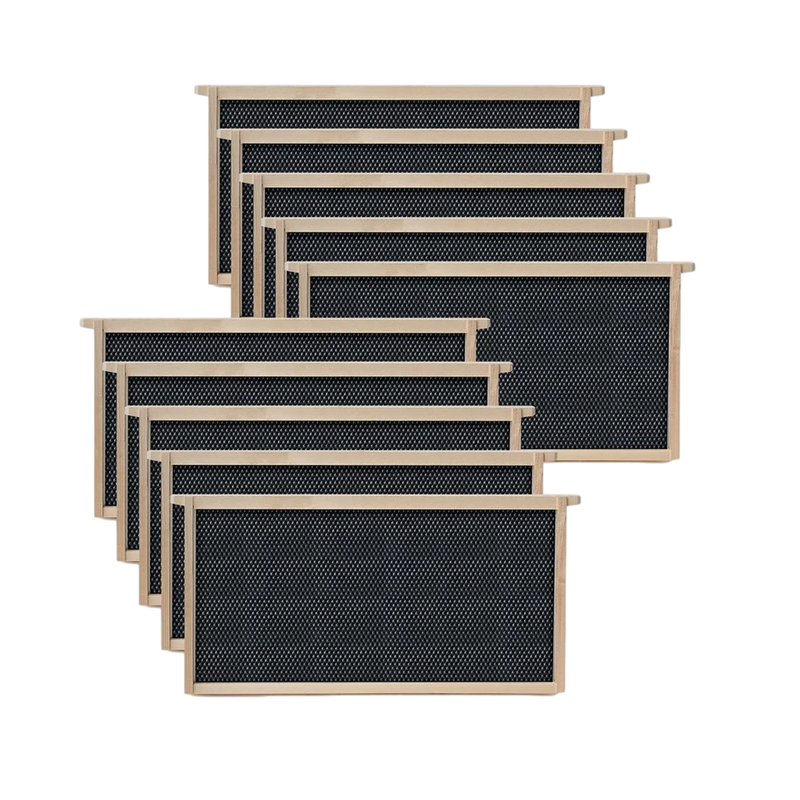 10-Pack Deep Langstroth Wooden Frames w/ Beeswax-Coated Foundation
