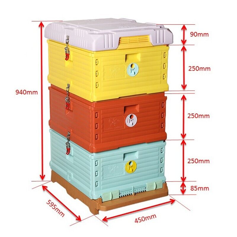 Insulated 3-Box Beehive Kit — 10-Frame, 2 Brood + Honey Super, Plastic